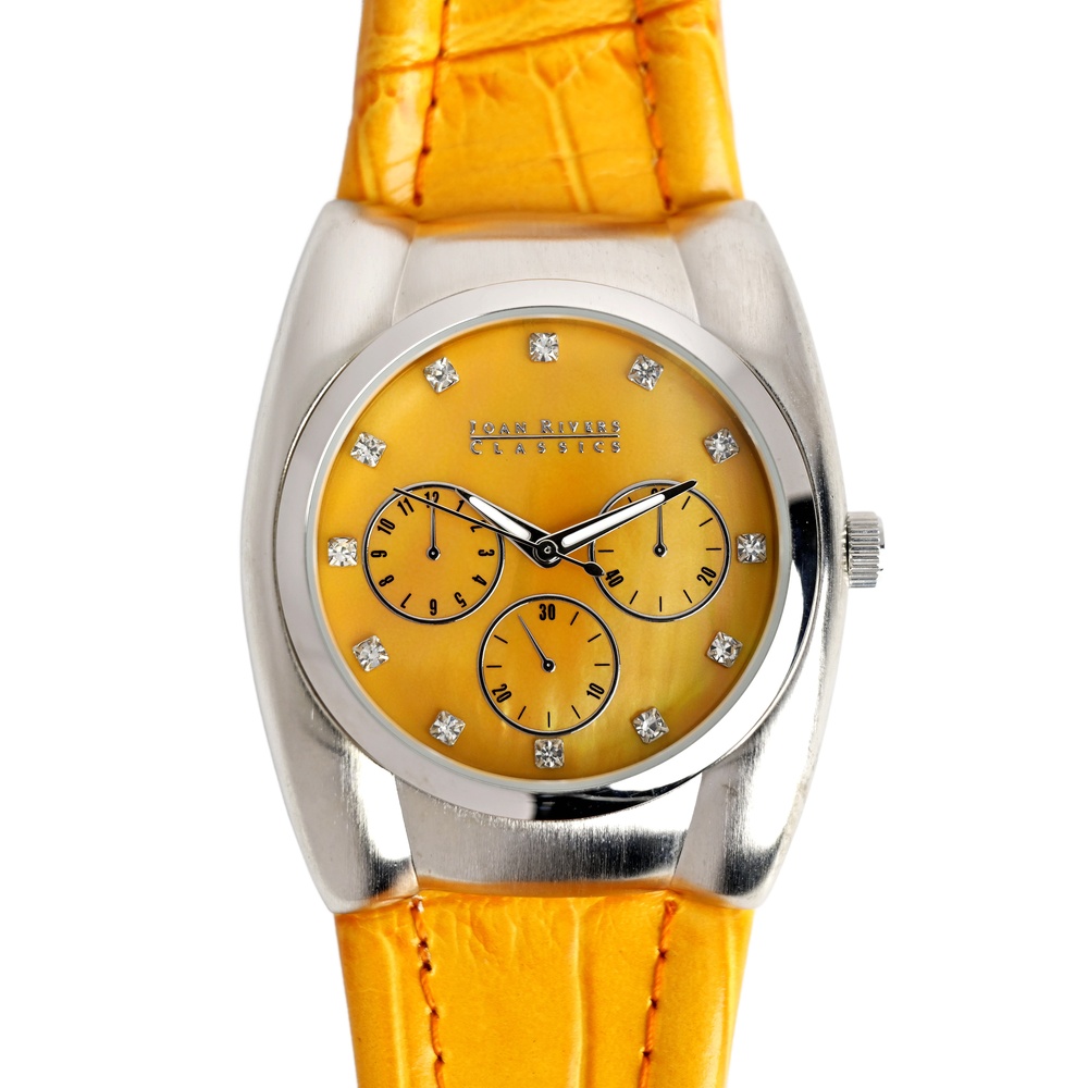 Joan Rivers Orange Dial Diamond Indicies Unisex 39mm Wrist Watch Quartz